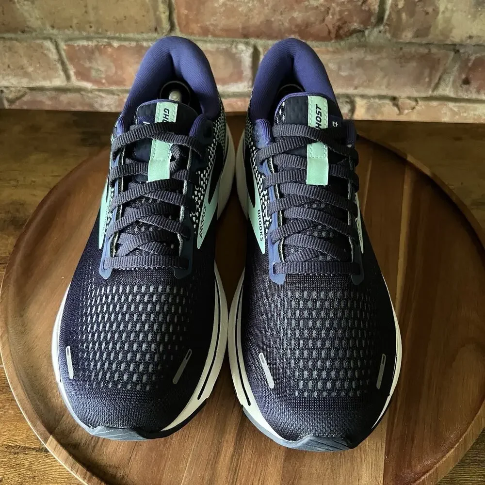 Brooks Ghost 14 Womans 9.5 Neutral Cushion Running Navy White Sneakers Shoes